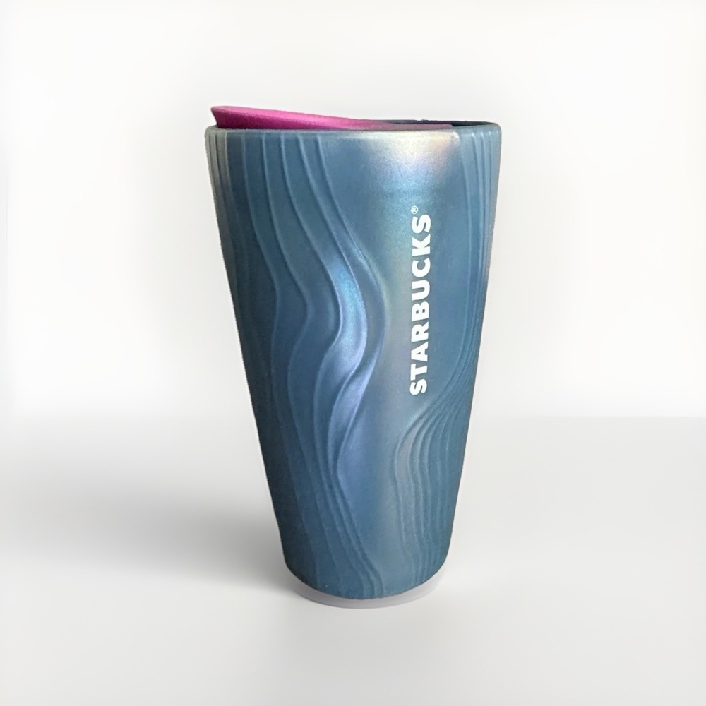 2022 Starbucks Spring Iridescent Ceramic Tumbler‎ With Pink Lid, 12 Oz.